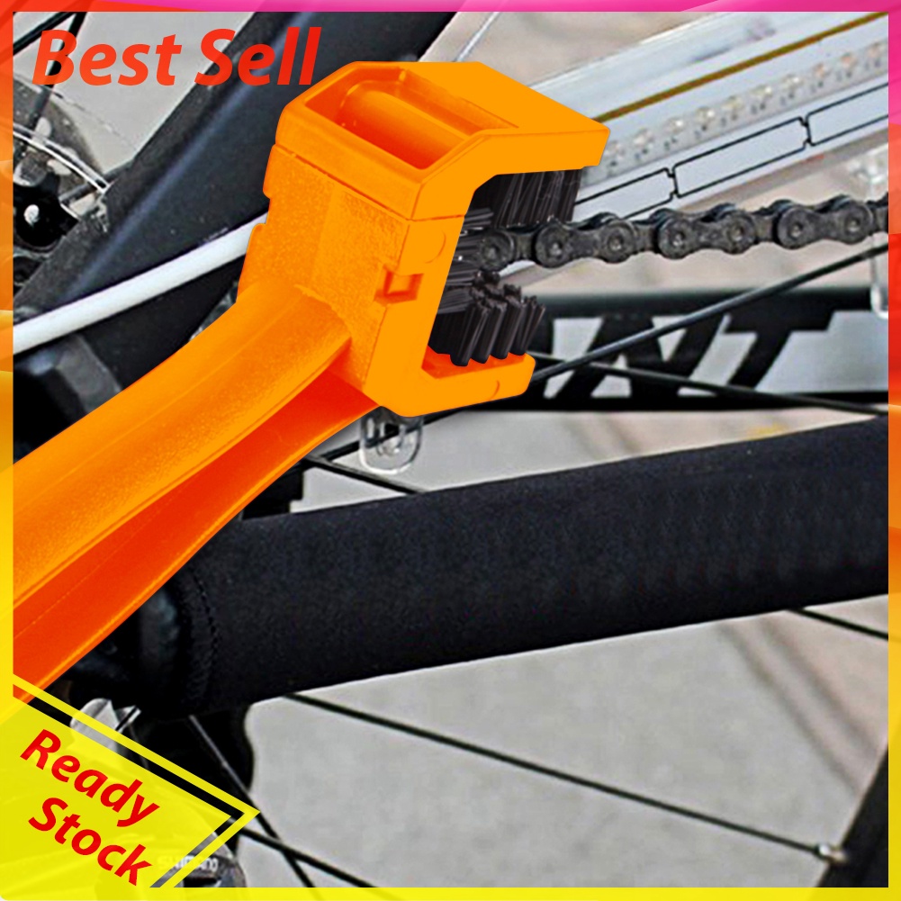 Motorcycle Bike Chain Brush MTB Bicycle Chain Scrubber Cleaning Tool Orange