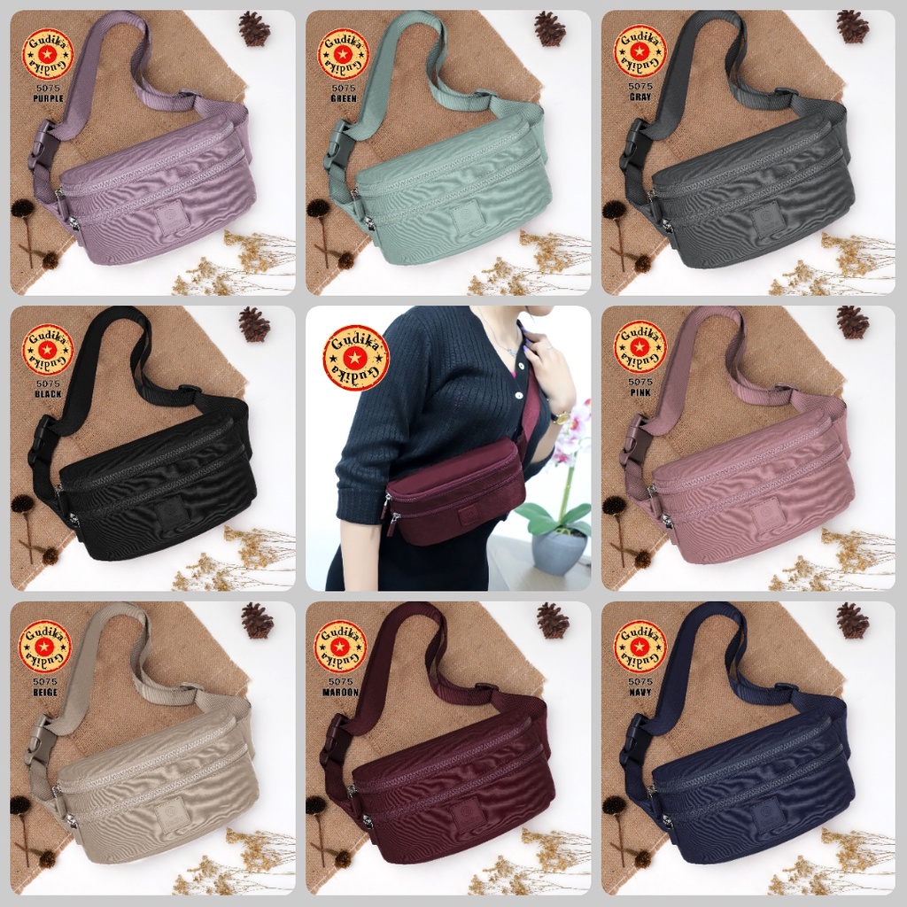 SALE GUDIKA - Waistbag Couple Trendy Import Original 5075 - Tas Wanita Pria Tas Selempang Bahu Kekinian Bahan Nylon Waterproof Anti Air - slingbag - tas mini - bag - cewek - imut - fashion - branded - santai - tas Pinggang - slempang - termurah - ori