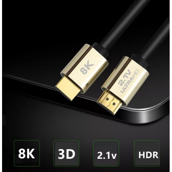 Cable hdmi 2.1 NB 3 meter m-m gold 8k 4k 144hz UHD 48Gbps hdr eARC dolby ethernet - Kabel hdtv 19 pin 3m male