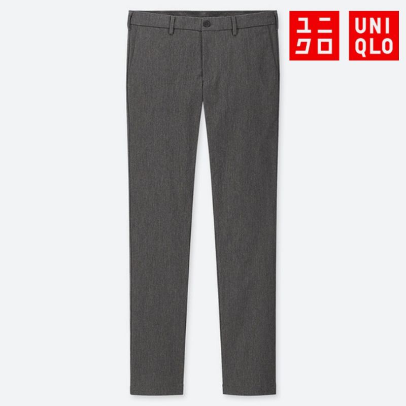 Uniqlo Man Ezy Pants Resleting Polos Hitam Putih Navi Motif Tartan Kotak Garis S M L XL Celana Kerja