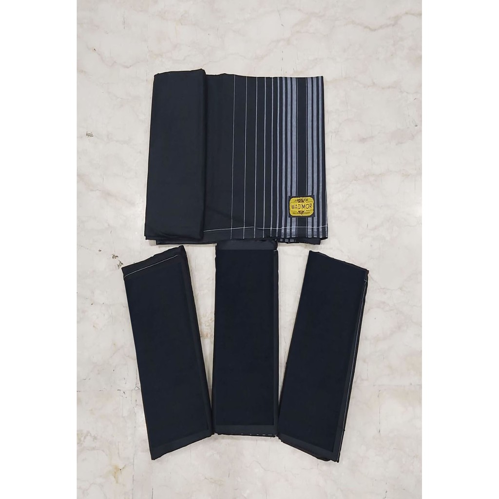 Sarung Wadimor Hitam Polos Garis &amp; Putih Polos Garis