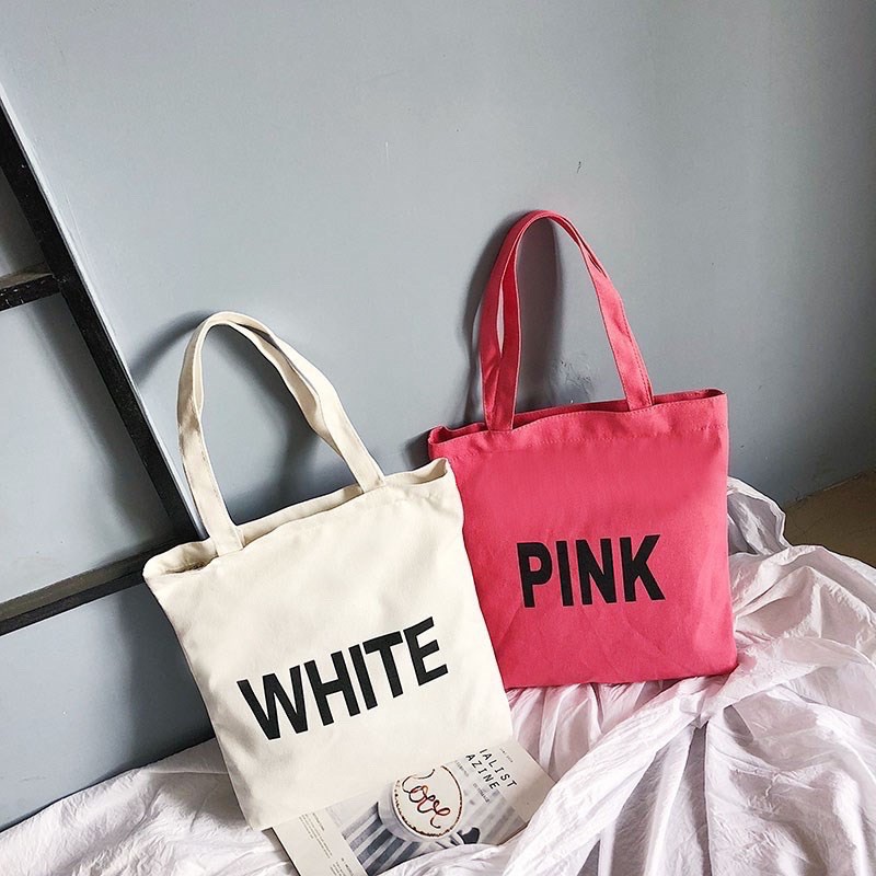 TOTEBAG FASHION PINK YELLOW WHITE BLACK / TOTE BAG WARNA / TOTEGBAG COLOUR / TOTEBAG FASHION