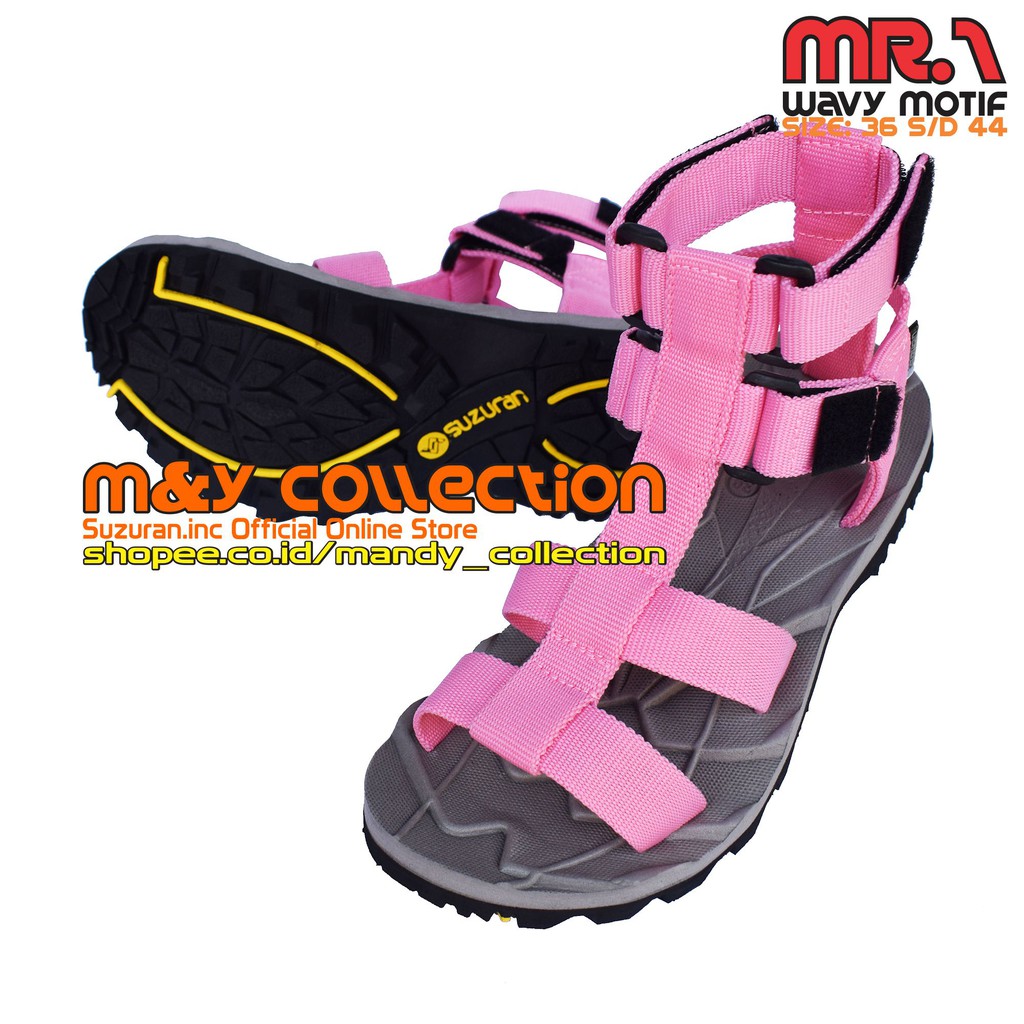 SUZURAN Sandal High Land Grey Pink