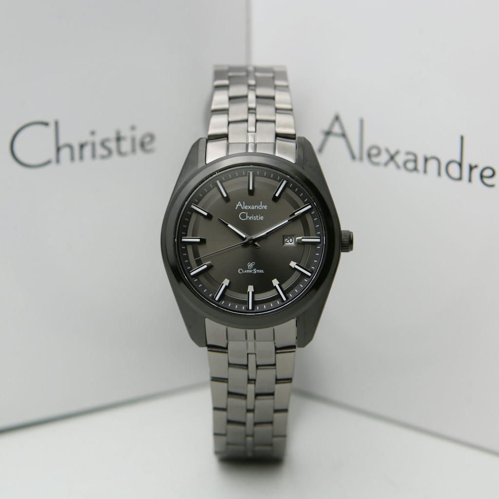 Jam Tangan Wanita Alexandre Christie AC 8637 LD BEPBA Black dial Grey Stainless Original