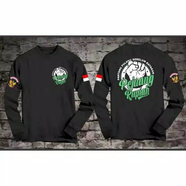 KAOS DISTRO LENGAN PANJANG LP12 PEJUANG RUPIAH LOGO HIJAU