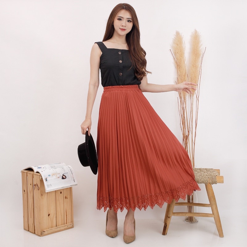 ROK LASER - PLISKET MAYUNG HYGET PON ZIGZAG POLOS MURAH GROSIR SUPPLIER ABG KARET MELAR REMPEL-ORANGE BATA