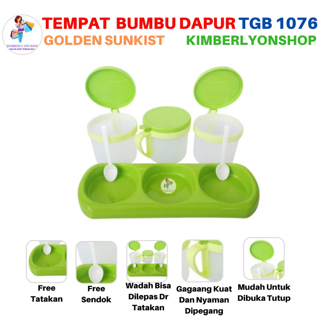 Kimberlyonshop Tempat Bumbu Dapur Garam Bulat TGB 1076 Golden Sunkist