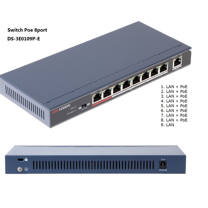Switch Poe 8port Hikvision 3E0109P-E ( POE HIKVISION )