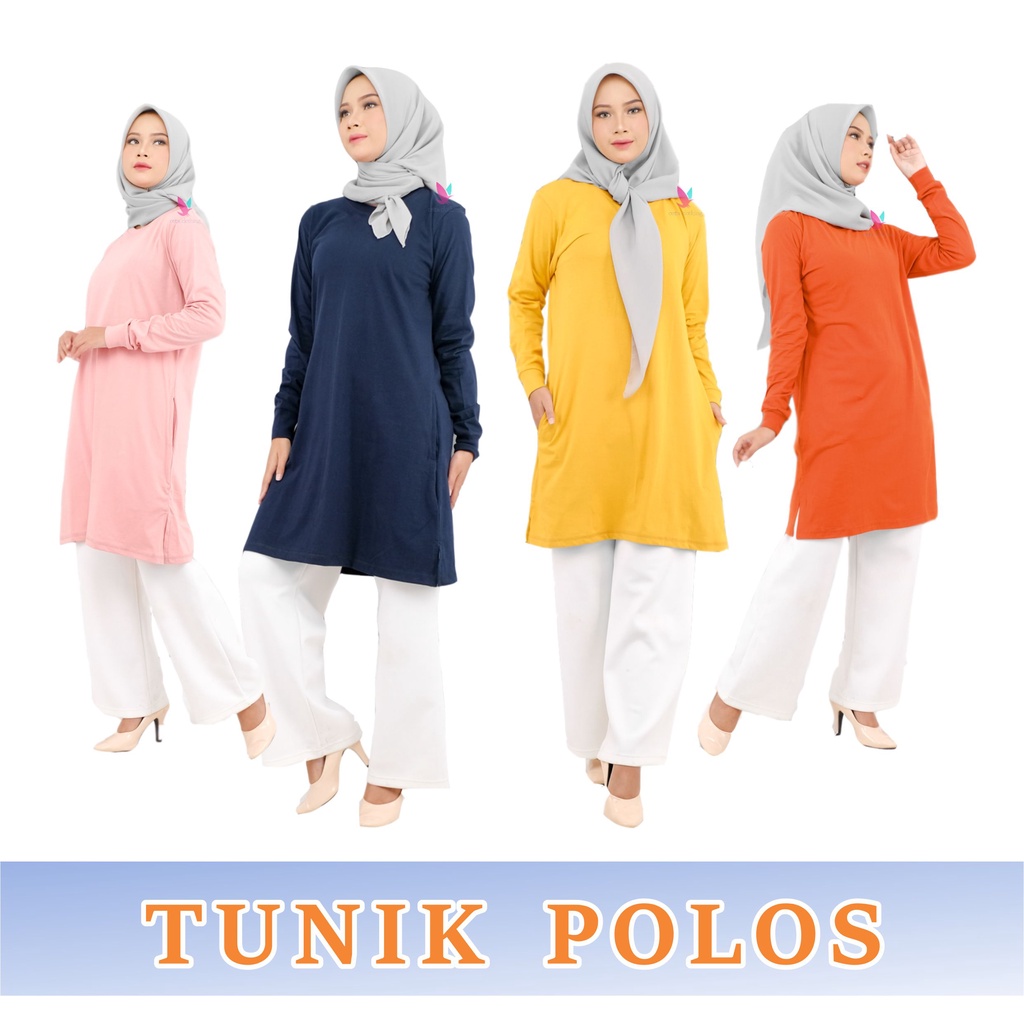 KAOS TUNIK POLOS SAKU SAMPING BAHAN KATUN COMBED 30S