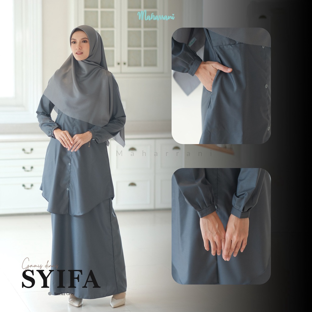 Syifa Dress Seragam Dinas Pemda Abu Baju Dinas Wanita bahan Katun Toyobo Original By Maharrani