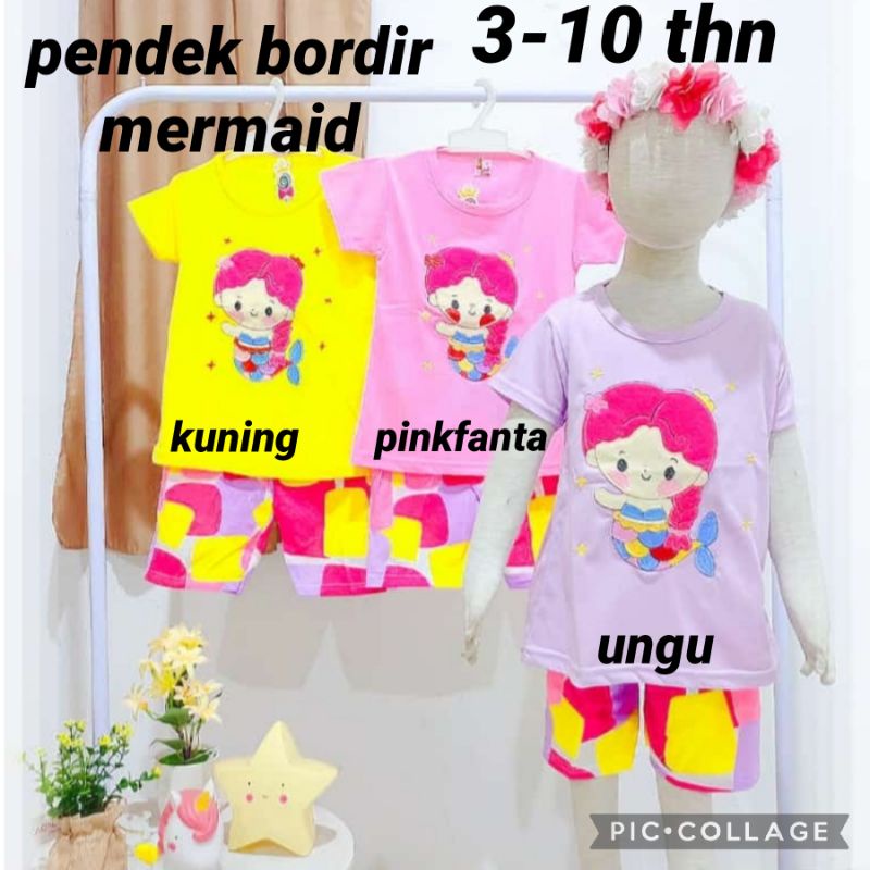 BAJU ANAK PEREMPUAN MERMAID PENDEK BORDIR/SETELAN MERMAID/BAJU MERMAID DUYUNG BORDIR/SETELAN MERMAID
