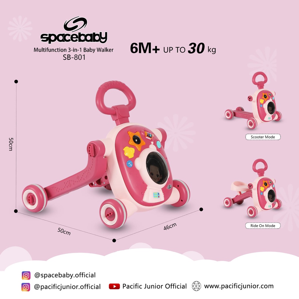 SPACE BABY SB 801 Baby Walker 3 in 1 Push Walker ( WALKER, SCOOTER &amp; PUSH BIKE ) Alat Belajar Jalan Bayi SPACEBABY SB 8106 SB 801 SPACE BABY SB 8106 SB801