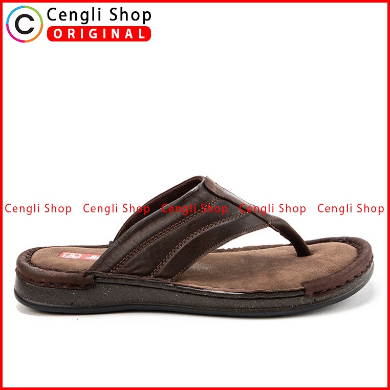 SANDAL CASUAL JIM JOKER PRIA ORIGINAL JEPIT KULIT BRANDED COKLAT JJ09