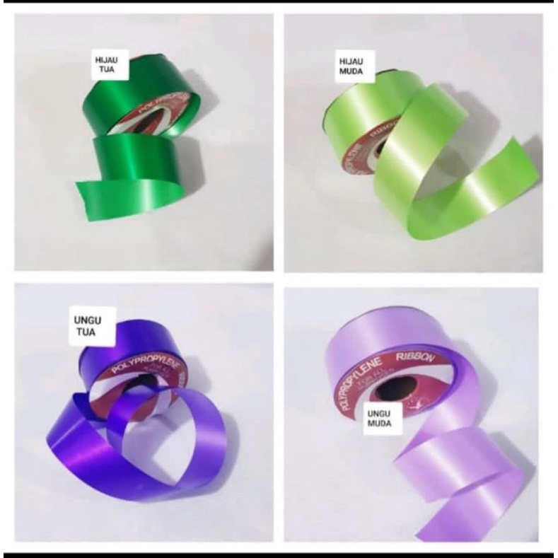 PITA KADO POLOS POLYPROPYLENE RIBBON LEBAR 4CM BAHAN PLASTIK HARGA PER ROLL ISI 18 METER