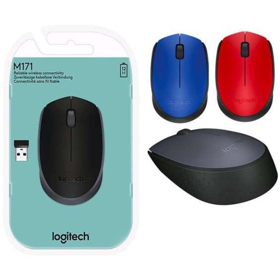 WIRELESS MOUSE LOGITECH M171 - BLACK RED BLUE