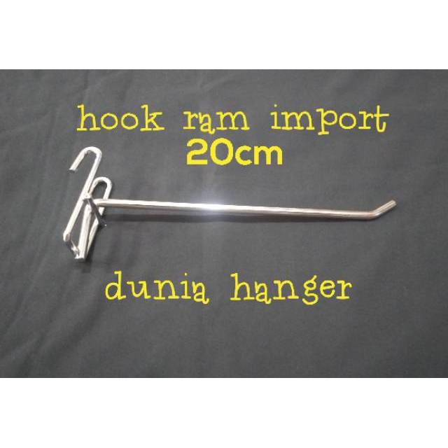 Hook RAM BESI KROM 20cm gantungan aksesoris impor