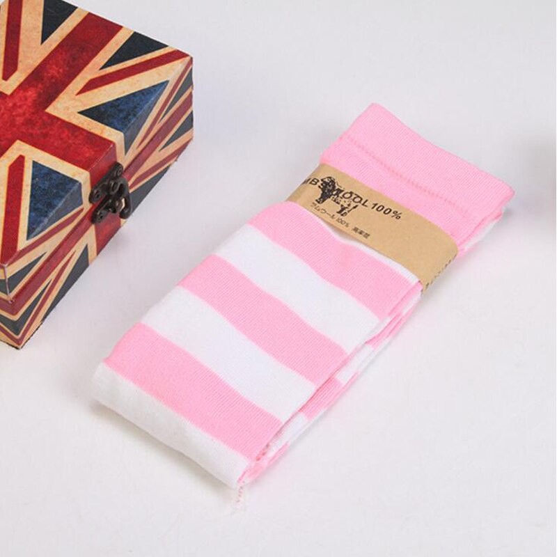 OKBE black and white overknee socks / kaos kaki belang hitam putih sepaha-pink muda X pth