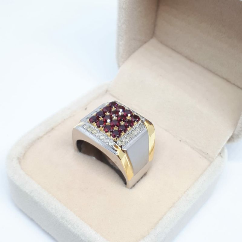 cincin berlian dan batu merah garnet free memo