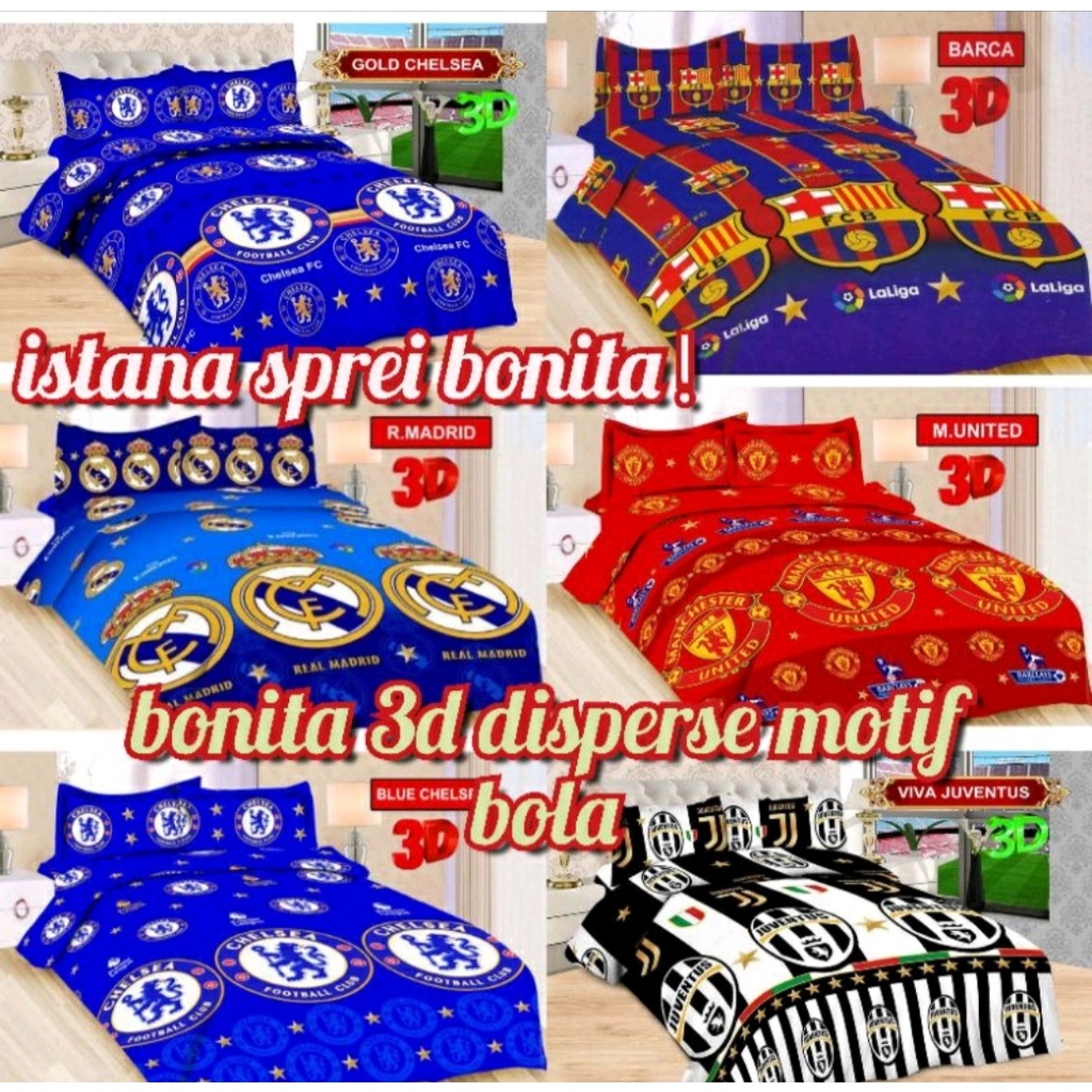 SPREI KARAKTER BOLA 180x200cm NO.1 BAHAN KATUN HOMEMADE /Sprai Motif Logo Bola