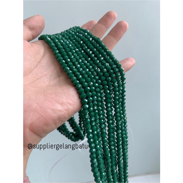 Crystal Ceko Doft 6mm HIJAU TUA DARK GREEN bahan craft manik donat