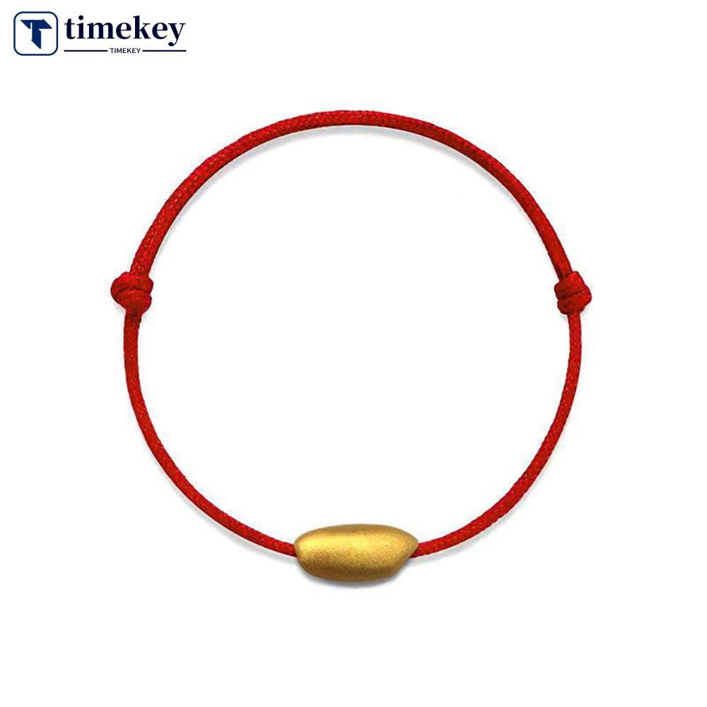 Timekey Gelang Tali Merah Anyam Pendan Ukiran Bunga Lotus Emas Untuk Wanita B8F9