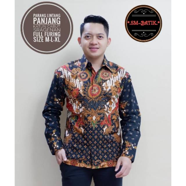 SM Batik - Parang Lintang - Kemeja Batik - Lengan Lanjang - Katun Cabut Sragenan - Full Furing - New