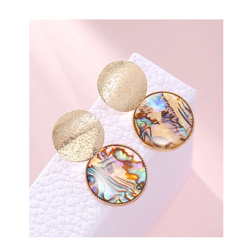 LRC Anting Tusuk Fashion Golden Shell Alloy Earrings A61241