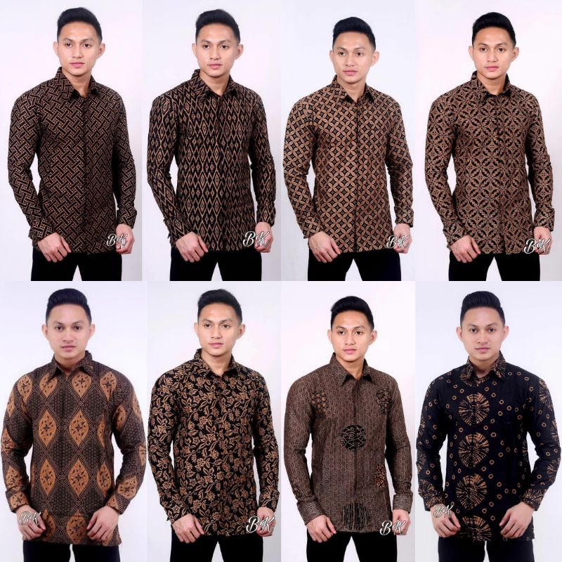 KEMEJA BATIK PRIA LENGAN PANJANG SIZE M L XL XXL  BSWART BatiK HRB026 kenongo kmeja Batik monochrome