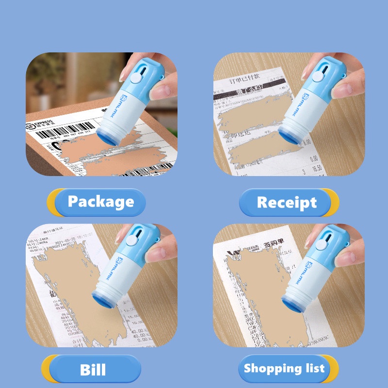 2in1 Thermal Paper Correction Fluid with Cutting Tool Box Opener Privacy Protection Quick-Drying Eliminate Fonts