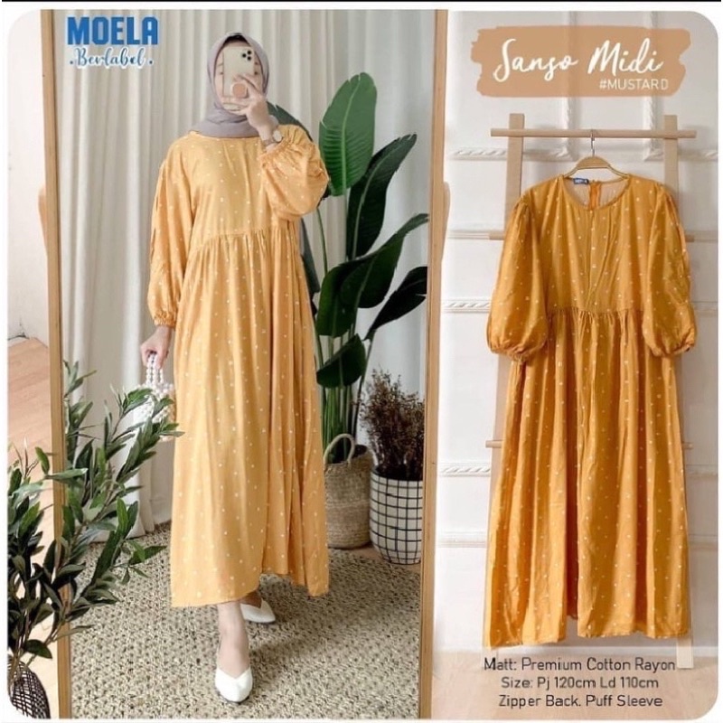 (RPA) ALL MIDI GAMIS DRESS RAYON UNIQLO PART 2-MIDI SANSO MUSTARD
