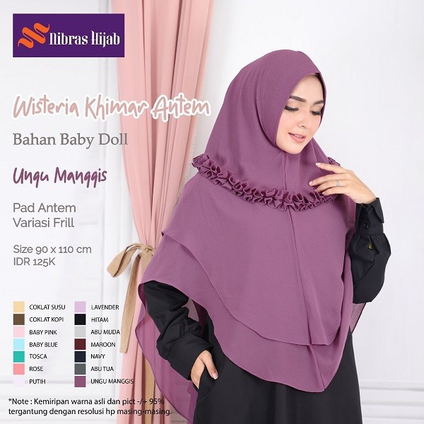 NIBRAS HIJAB WISTERIA KHIMAR ANTEM BAHAN BABY DOLL HIJAB KHIMAR SYARI MUSLIMAH POLOS VARIASI FRILL