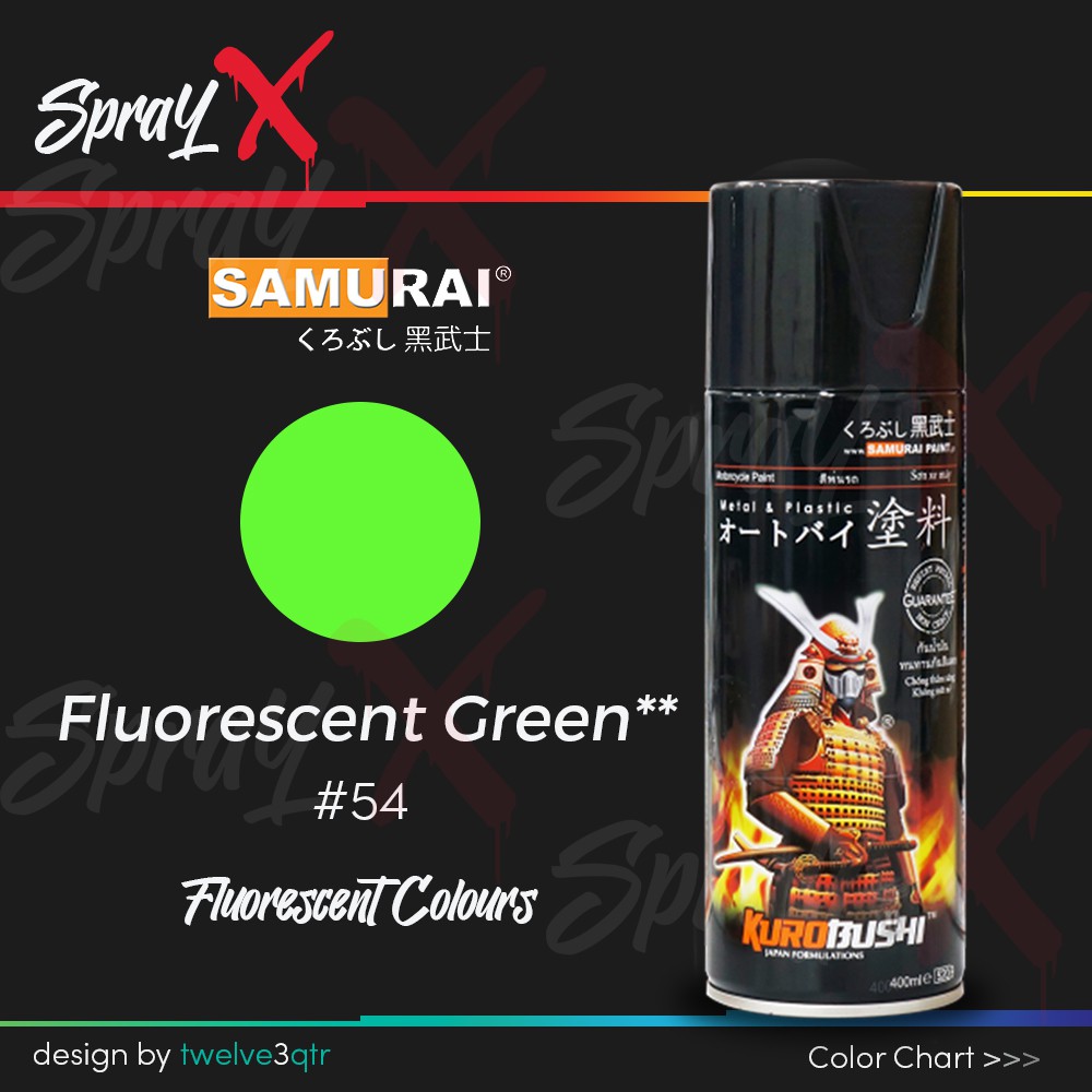 

SAMURAI PAINT FLUORESCENT GREEN 54 / HIJAU STABILO #54 400ML - CAT AEROSOL KUALITAS KOMPRESOR