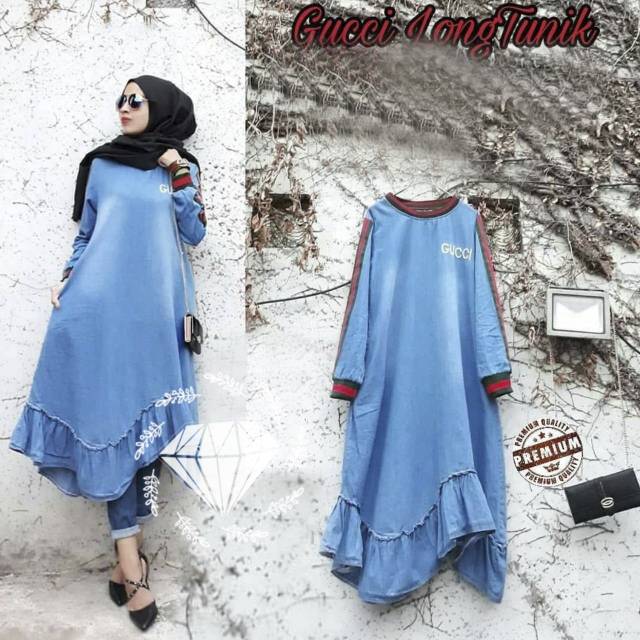 TUNIK LONG GC, JEANS, GAMIS HIJAB MUSLIM, MAXY DRESS