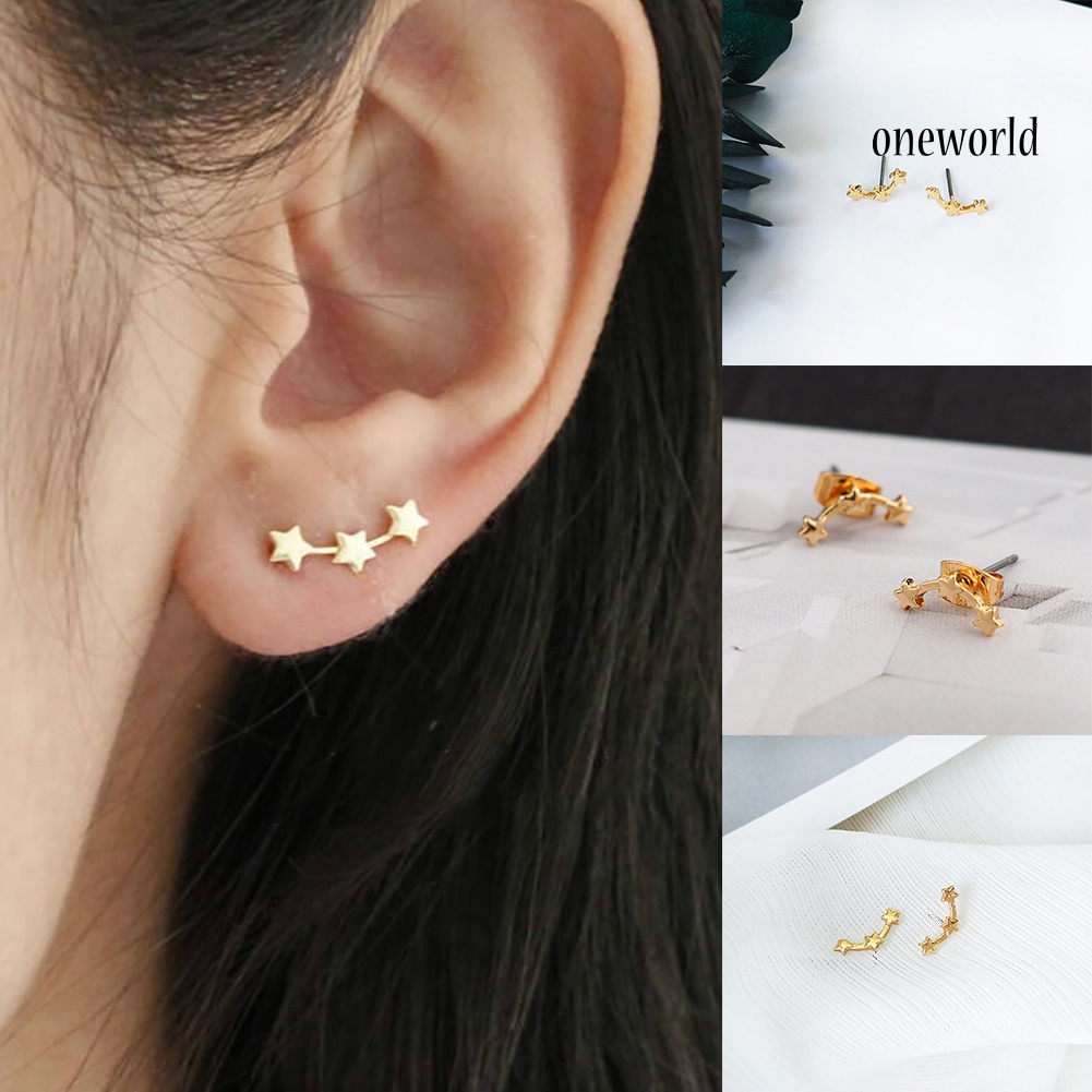 OW@ 1 Pair Women Fashion Elegant Small Stars Ear Stud Earrings Party Jewelry Gift