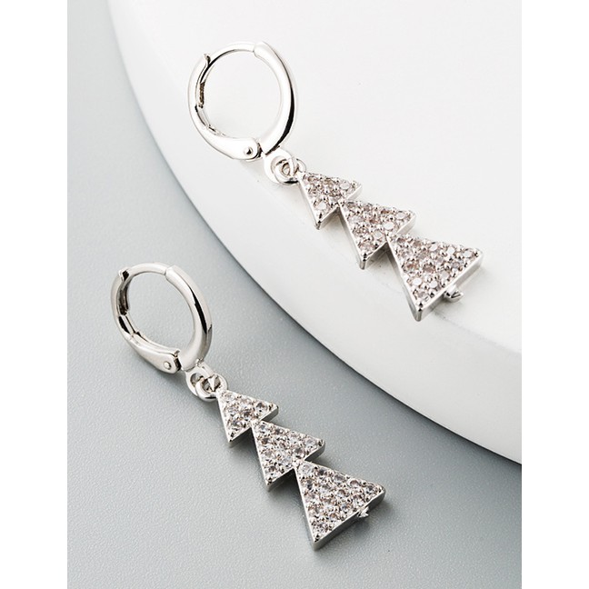 LRC Anting Tusuk Fashion White Triangle Zircon Earrings D68269