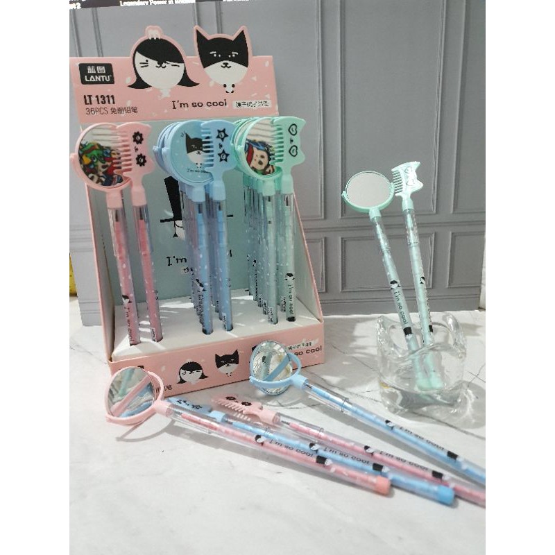 (4pcs) pensil lantu/lantu bensia/pensil cabut lucu/pensil bongkar pasang-Sisir Kaca