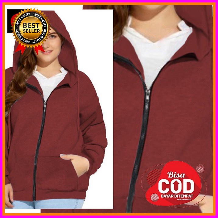 Ziper Hoodie Hollister Second Ld.90Cm P.58Cm UG738 July Jaket Hoodie Big Size Wanita  Jaket Jumbo Si