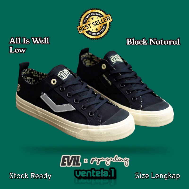 Ventela Evil All Is Well Low Black Natural | Sepatu Ventela Original X Gading Martin