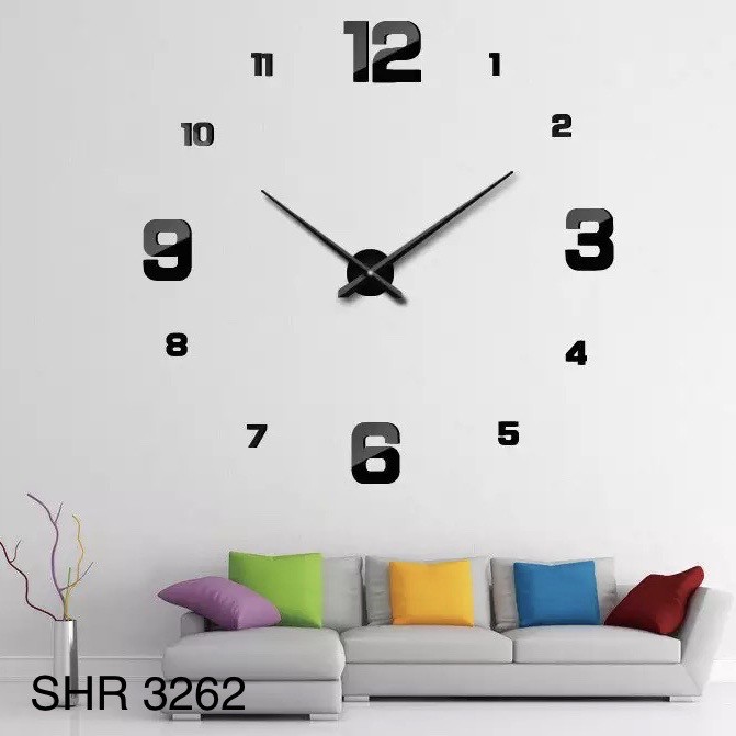 SHENAR Jam Dinding Besar 3D Jumbo 130cm/jam dinding dekorasi kamar/hiasan dinding aesthetic Dekorasi Rumah Jam Dinding Jumbo Raksasa Original