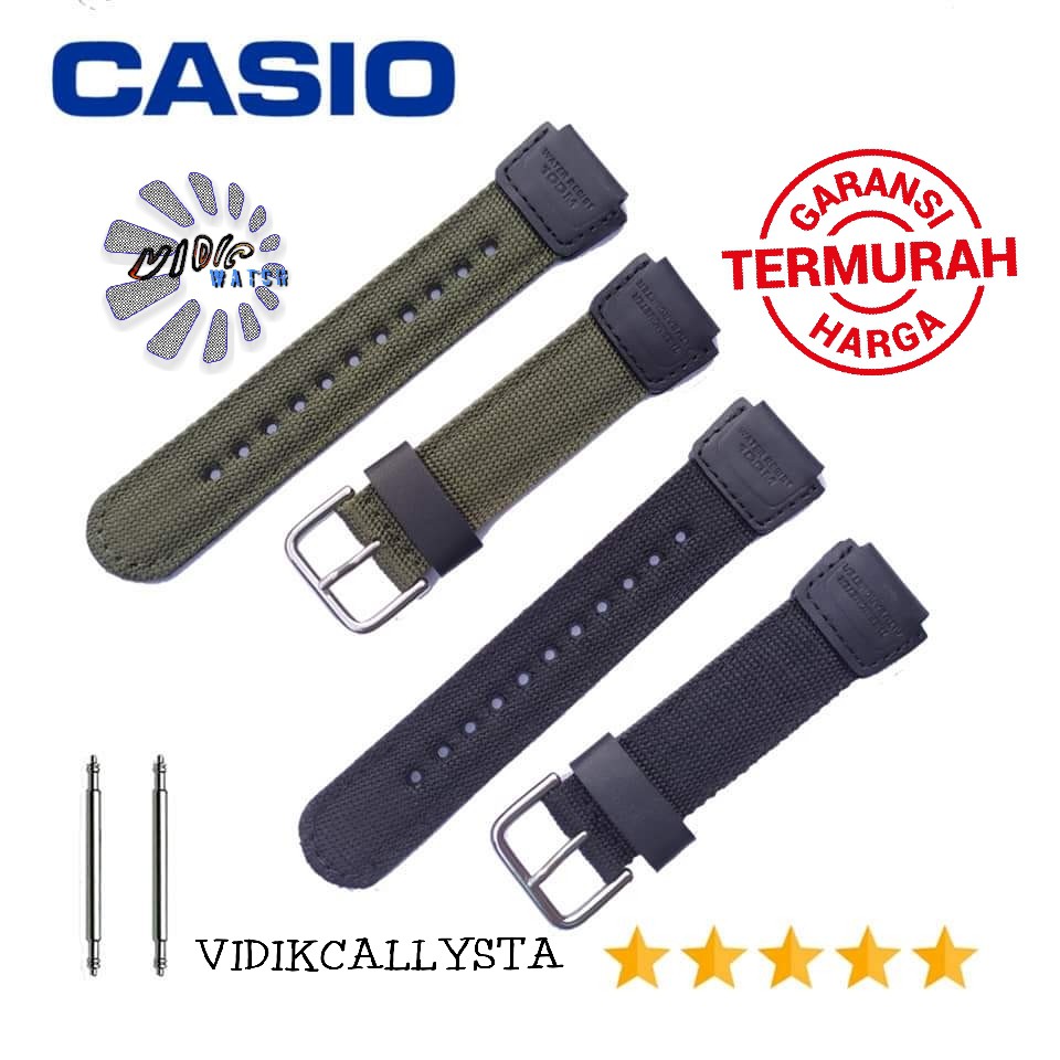 Strap nylon Tali jam Canvas Casio W-735H AQ-S810 AEQ-110 W 735 AQ S810 AEQ 110 Original OEM