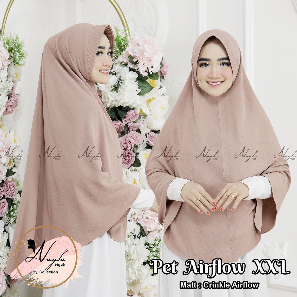 KERUDUNG INSTAN PET AIRFLOW SIZE XXL CRINKLE AIRFLOW JILBAB BERGO JUMBO NAYLA HIJA'B