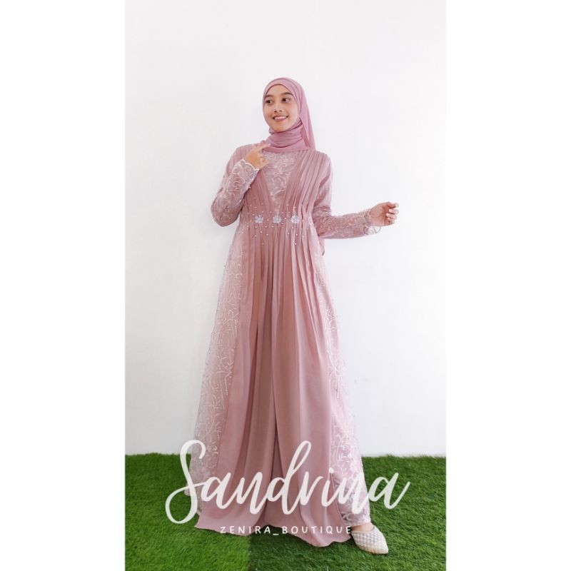 SANDRINA DRESS brokat remaja / baju pesta / gamis kondangan / lamaran / bridesmaids tersedia ukuran kecil hingga jumbo