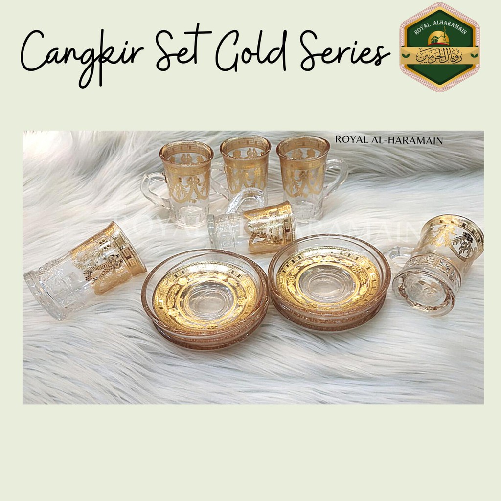 GELAS ARAB - CANGKIR ARAB - GELAS SET TATAKAN - CANGKIR TEH -GELAS KOPI - GELAS SERIES GOLD TURKY