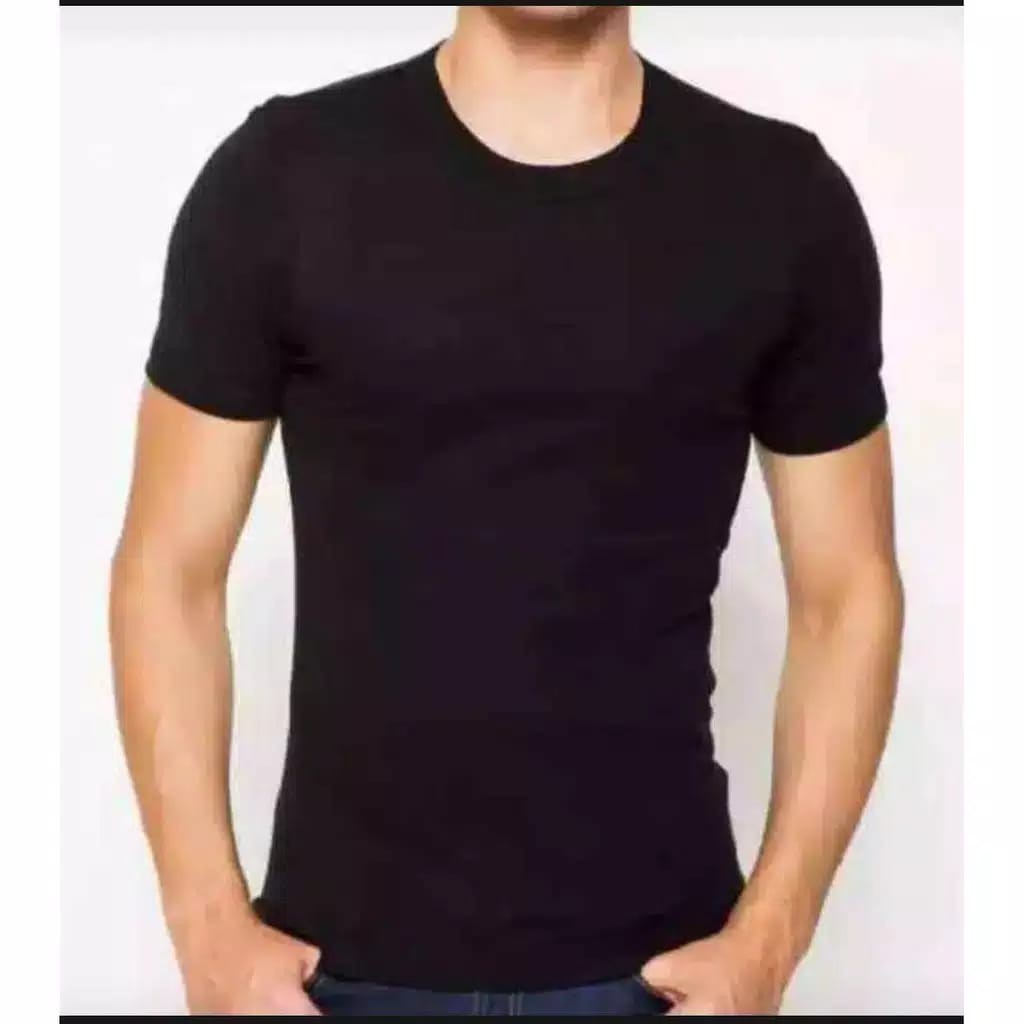 KAOS DALEMAN PRIA WARNA HITAM POLOS BAHAN ADEM - SINGLET HITAM - KAOS DALAM PRIA HITAM