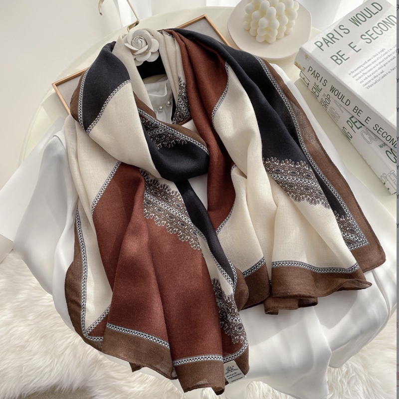 Syal &quot;Reza&quot; Motif Mewah, bahan Katun Linen HIGH GRADE