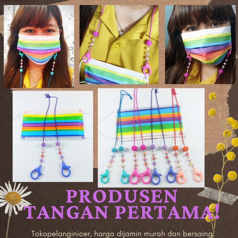 Strap Kalung Rantai Masker Kupu Korea -Lanyard Tali Strap Mask Kekinian Konektor Masker Hijab