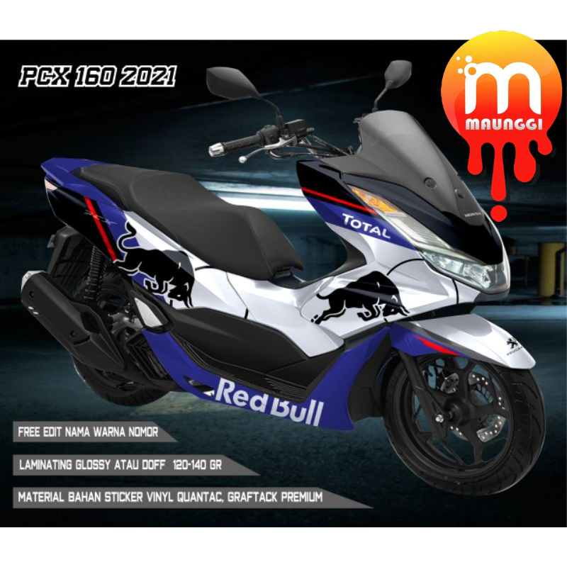 Decal pcx 160 full body stiker motor variasi Striping all new pcx 160 motif red bull Sudah di lapasi