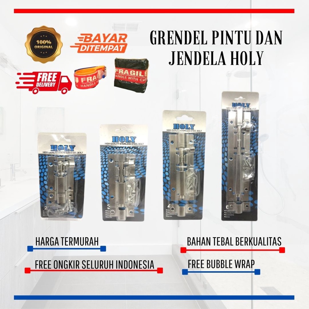 Grendel pintu stainless / grendel jendela / Slot Pintu  2 / 3 / 4 / 6 - SELOT+SKRUP