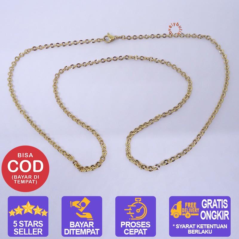 Lovelybutik - Rantai Kalung Titanium Rantai Nori Donat Ukuran 60 cm