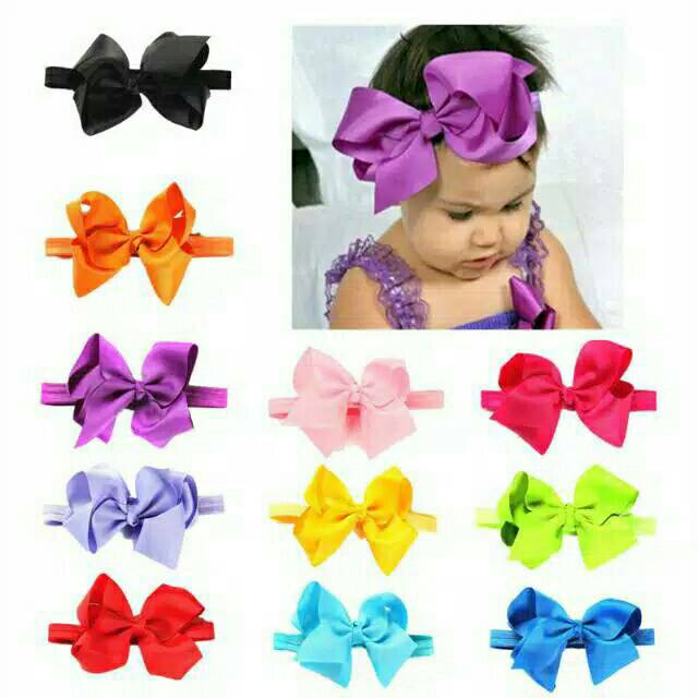 DC272 Bandana Bando Headband Bayi Pita Polos Motif Pita Besar